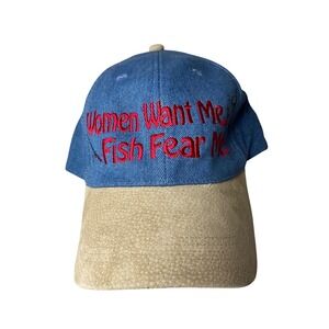 Port Authority Fishing Hat "Women Want Me Fish Fear Me" Adjustable Dad Cap